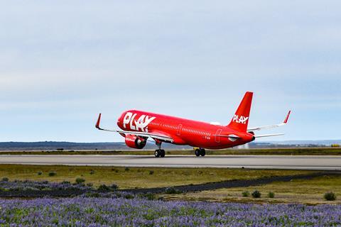 Play Airbus A321neo taking off at Keflavik Airport