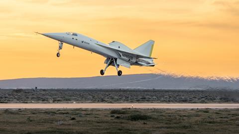 First flight of Boom Supersonic's XB-1 demonstrator, on 22 March 2024