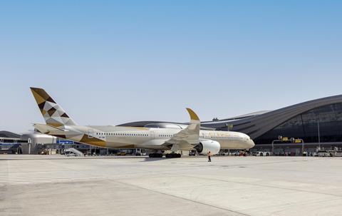 Etihad aircraft at Abu Dhabi Terminal A