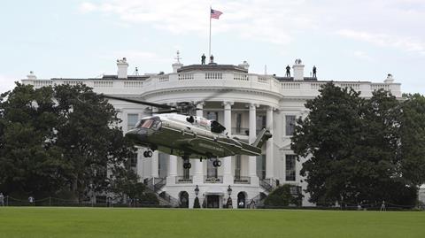Marine Helicopter Squadron One (HMX-1) runs test flights of the new VH-92A over the south lawn of the White House on September 22 2018 Washington D.C. c U.S. Marine Corps photo by Sgt. Hunter Helis