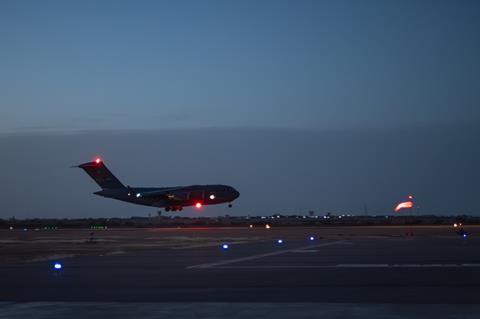 C-17 Globemaster lands at Air Base 201 in Niger