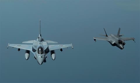 UAE F-16E with F-35A