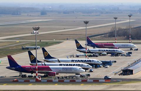 Ryanair Wizz aircraft at Budapest