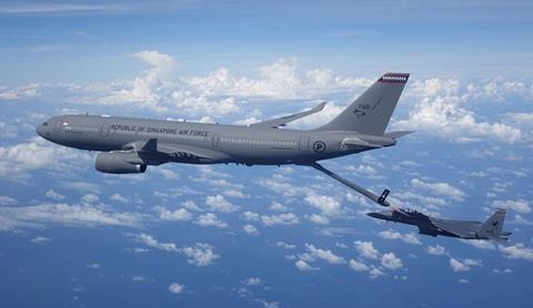 RSAF A330 MRTT in a refuelling operation with a RSAF F-15SG fighter c Airbus
