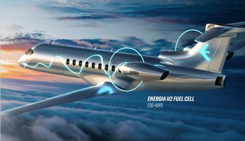 Embraer's conceptual H30-H2FC, powered by hydrogen fuel cells