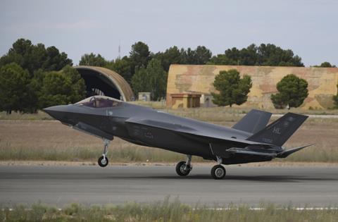 USAF Lockheed Martin F-35A taking off from an air base in Spain c USAF