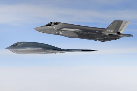 Dutch F-35A with US Air Force B-2