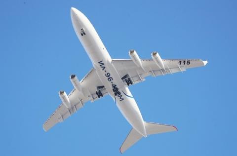 Il-96-400M first flight overhead-c-United Aircraft