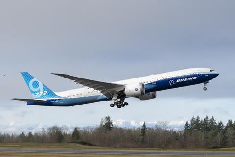 oeing 777X 777-9 first flight Takeoff