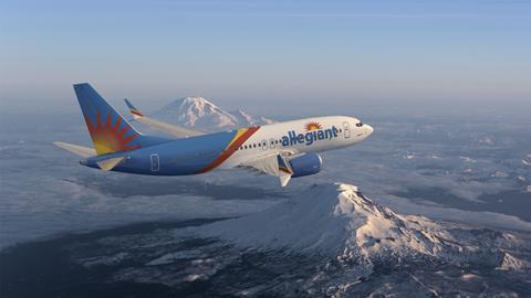 An Allegiant near Mount Rainier