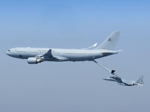 RAAF A330 MRTT refuels F-15J