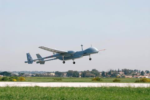 IAI Heron TP takes off 