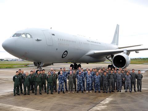 Australian and Japanese crew with an RAAF A330 MRTT