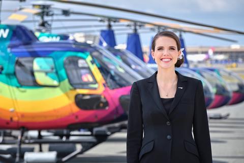 Nicole Battjes with Rainbow Helicopters fleet