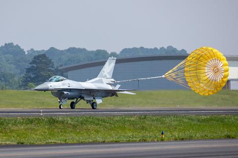 RBAF F-16 Block 17 landing chute