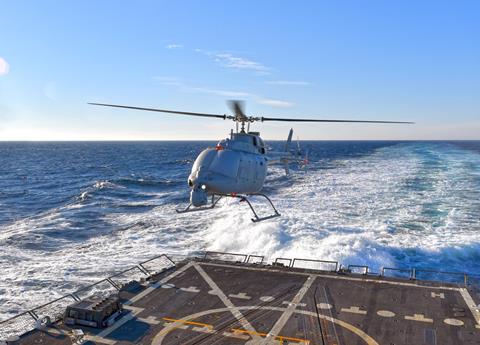 Northrop Grumman MQ-8C Fire Scout lands on guided-missile destroyer USS Jason Dunham via Northrop Grumman