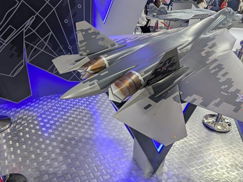 Sukhoi Su-57E with new nozzles
